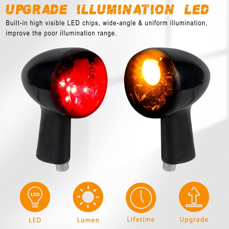 NTHREEAUTO Smoked Bullet LED Rear Turn Signals Integrated Brake Running