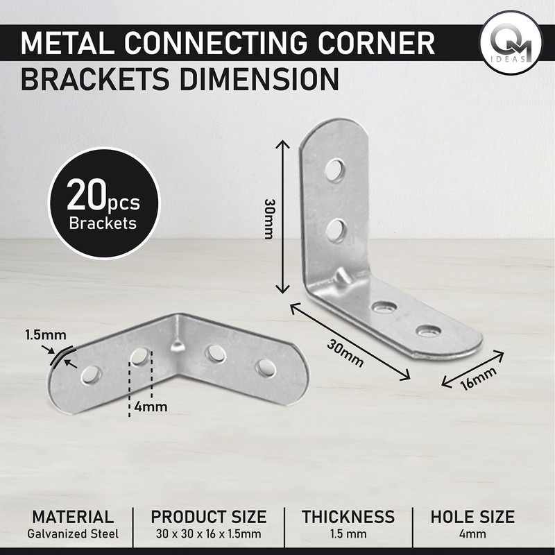 OMIDEAS 20 x Angle Bracket (30 x 30 x 16)