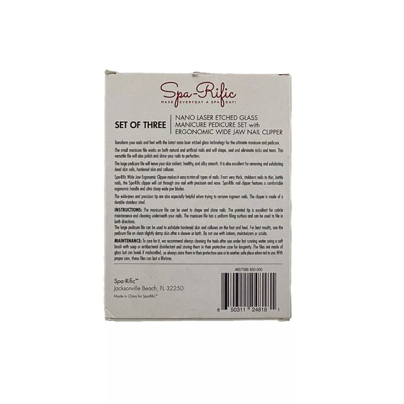 Spa-Rific Nano Laser Etched Glass Mani Pedi Set With Ergo