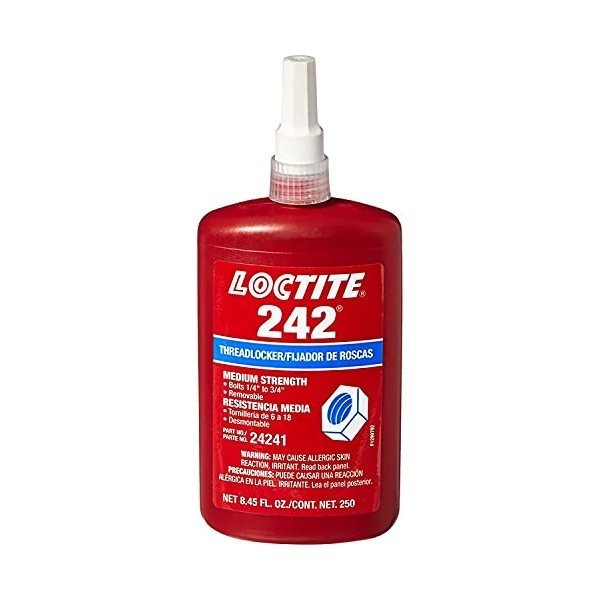 Loctite 24241 Blue 242 Medium Strength Threadlocker, 250 mL Bottle