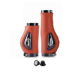 REYLNXR Bicycle Grips Road Bike Leather Comfortable Anti-Slip Shock Absorption Abrasion Resistant Waterproof (2 Brown Pieces)