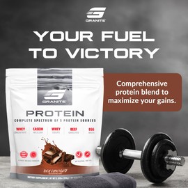 Granite Nutrition Protein Powder - Premium 5-Source Blend (Whey, Casein, Egg, Grass-Fed Beef) for Lean Muscle and Recovery - Rich Chocolate, 30 Servings