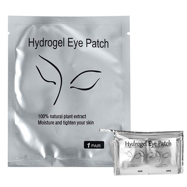 Eyelash Extension Eye Pad, 100 Pairs Under Eye Pads, Lint Free DIY False Lash Extension Beauty Makeup Hydrogel Gel Eye Patches with Transparent Cosmetic Bag