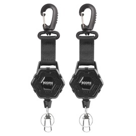 Booms Fishing RG5 Retractable Keychain Heavy Duty with Belt Clip, Retractable ID Badge Holder with 35” Retractable Cord 2 Pack Zinger Retractor, 10.5oz, Basic Style