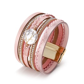 Blue Leather Bracelet for Women,Leather Wrap Bracelets for Women Trendy Stuff Boho Bracelets Leather Bracelets for Women Cuff Stackable Bracelets Multi-Layer Bracelet Western Jewelry for Women