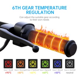 Heated Grips Cover for Motorcycle, 5V Handlebar Heater, Motorcycle Heated Grips USB Powered, 6 Gear Temperature with Memory Function, IP67 Waterproof, ATV Heated Handlebar Warmers