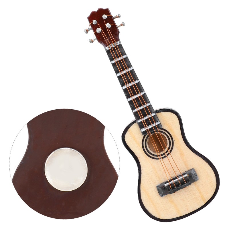 Basswood G Guitar Shaped Ornament 3 Dimensional Refrigerator Ornament Accessory