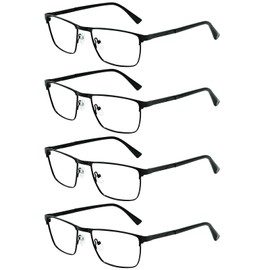 WEMOOTANTS 4 Pack Metal Reading Glasses for Men Black Readers 2.0 with Spring Hinge, Mens Light Weight Reader Glasses 1.00 1.25 1.50 1.75 2.00 2.25 2.50 2.75 3.00 3.50