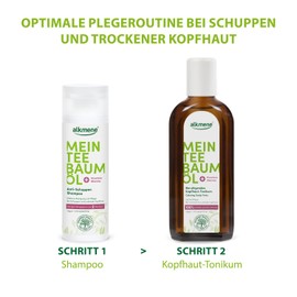 alkmene Haarpflege Set gegen Schuppen & juckende Kopfhaut - Haar Pflege Set mit Anti Schuppen Shampoo & Kopfhaut Tonikum - Naturreines Teebaumöl, vegan & klimaneutral - Haarpflege Set Damen & Männer
