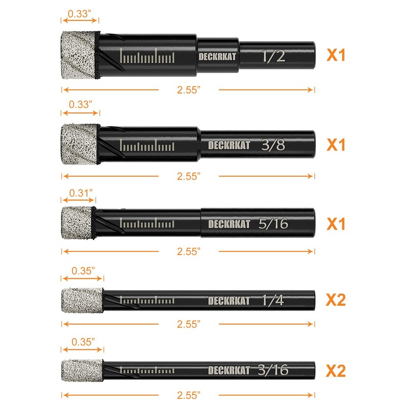 7 Piece Diamond Drill Bits Set, Core Drill Bits for