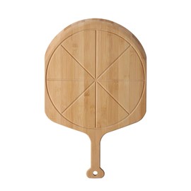 Fiery Chef 12” Bamboo Pizza Peel - Lightweight Smooth Wooden Pizza Paddle and Pizza Cutting Board with 8 Slice Grooves, Outdoor Pizza Oven Accessories, 17.3 Inch x 12.2 Inch