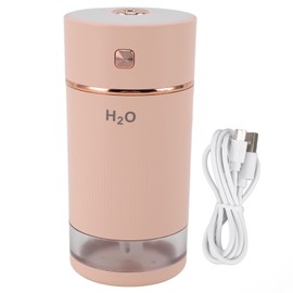 2 in 1 Ultrasound Aromatherapy Humidifier USB Portable Mini Humidifier 240ml Small Cool Mist Humidifier with Colorful Night Light for Home Car Pink