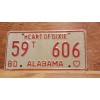 1980 ALABAMA License Plate Heart of Dixie antique vintage auto