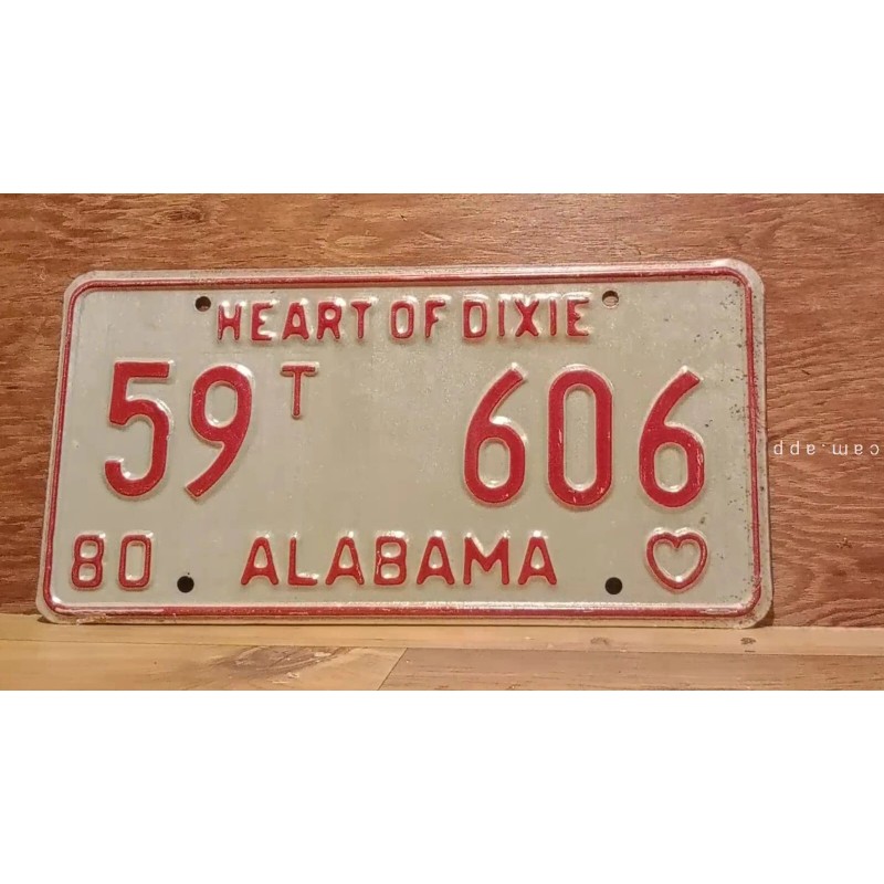 1980 ALABAMA License Plate Heart of Dixie antique vintage auto