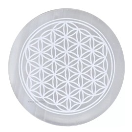 Selenite Charging Plate for Crystals - Flower of Life (3 Inch)