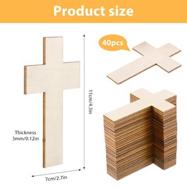 CEWROM Wooden Cross for Painting, 40 Pieces Wooden Cross Ornaments Wood Chip Handmade Graffiti Decorative Painting DIY Craft Sets