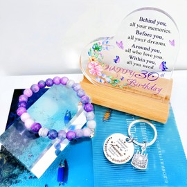 30th Birthday Gifts for Women – Unique Heart Keepsake with Inspirational Quote and Pink Jasper Stone – Sentimental and Meaningful 30th Birthday Gifts for Mum, Wife, Sister, Friend