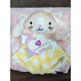 Parent's Choice New Parents Choice Plush Pink Flower Baby Blanket Bunny Lovey 30x40 Lightweight