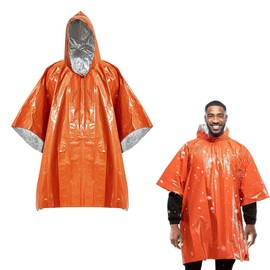 RICISUNG Aluminum Sheet, Survival Sheet, Aluminum Blanket, Heat Reflective, Poncho, Outdoors, Climbing, Camping, Cold Protection, Thermal, Windproof, Waterproof, Disaster Prevention Goods,