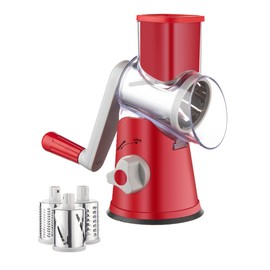 Brigii Rotary Cheese Grater Hand Crank, Cheese Shredder with 3 Drum Blades, Mandoline Slicer, Food Chopper for Hard Cheese, Vegetable, Nuts, Potato