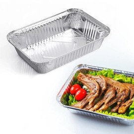 20 PCS x 750 ML Aluminium Foil Trays Foil Food Container With Lids Disposable Silver Foil Food Trays Large Tin Foil Containers Ideal for Takeaway Storage Baking Roasting Freezing Cooking Meal prep
