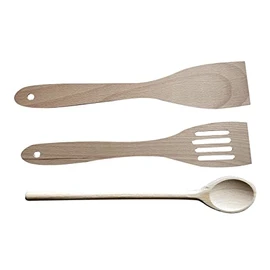 Fackelmann Spatula with 1 September 2 Wooden Spoons, Brown