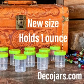 DecoJars 10 Clear Plastic Jars Lime Screw CAPS 1 ounce Containers #3811 DecoJars USA
