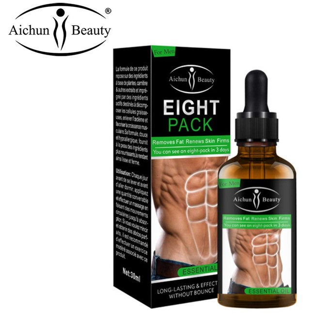 AICHUN BEAUTY Eight Pack Abdominal Essential Oil For Men Strong Waist Manly Torso Smooth Lines Press Fitness Belly Burning Muscle Fat Remove Renews Skin Weight Loss Slimming Cream 30ml