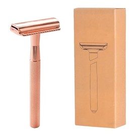 Metal Safety Razor for Women & Men, Double Edge Reusable Manual Shaving with Non Slip, Eco Friendly Zero Waste Plastic Free Razor for Smooth Close Shave on Legs Body Face No Blade Included(Rose Gold)