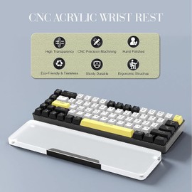 SELORSS Acrylic Keyboard Wrist Rest - Wrist Support for Keyboard CNC Aluminum Alloy Customized Logo - Keyboard Pad Home & Office - Keyboard Wrist Pad with Anti-Slip Mat for 60% Compact Keyboard,Back