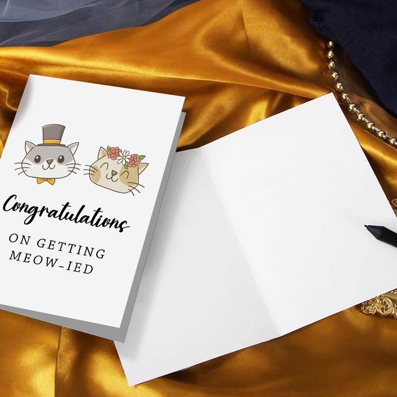 Funny Cat Wedding Card for Newlywed Couple, Just Married Pun