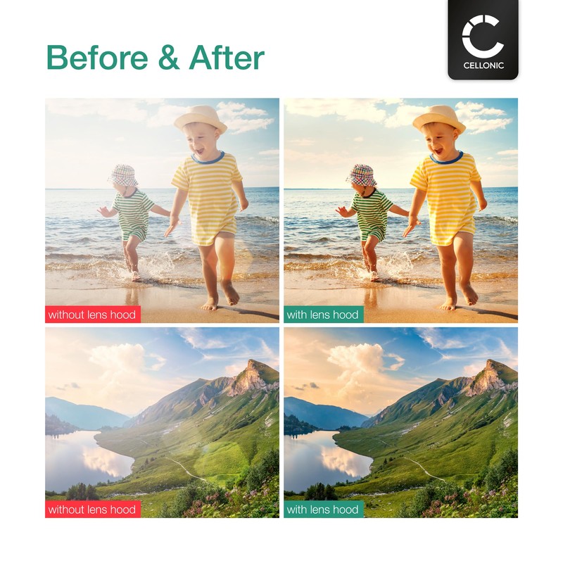 CELLONIC® Lens Hood Compatible with Diameter 95 mm Filter Thread