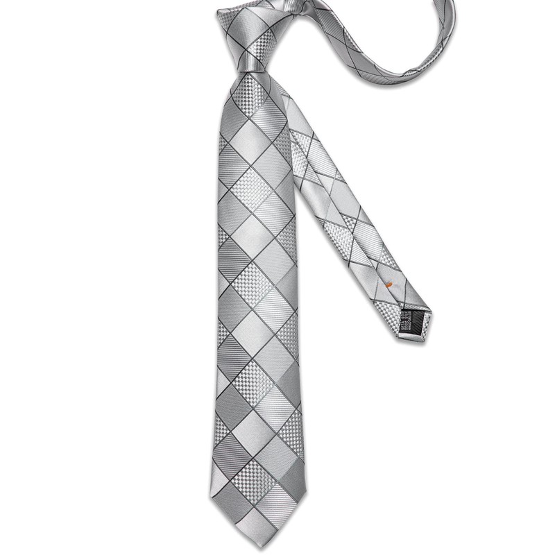 DiBanGu Silk Necktie Wedding Pocket Square Tie Pin Cufflinks Set