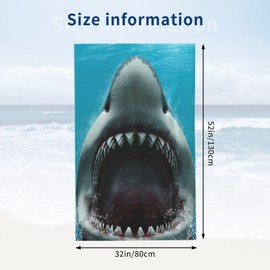 cromcu Shark Beach Towel Big Ocean Microfiber Bath Towel Shark Gifts for Shark Lovers Kids Boys Sand Free Quick Dry Travel Towels for Mens Women Adults Pool Sports 32" X 52"