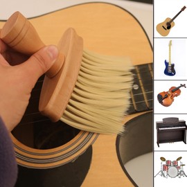 Guitar and Instrument Dust Removal Brush. Universal Care, Piano and Drum Cleaning Tool, Lambswool Duster with Wooden Handle for Home Furniture