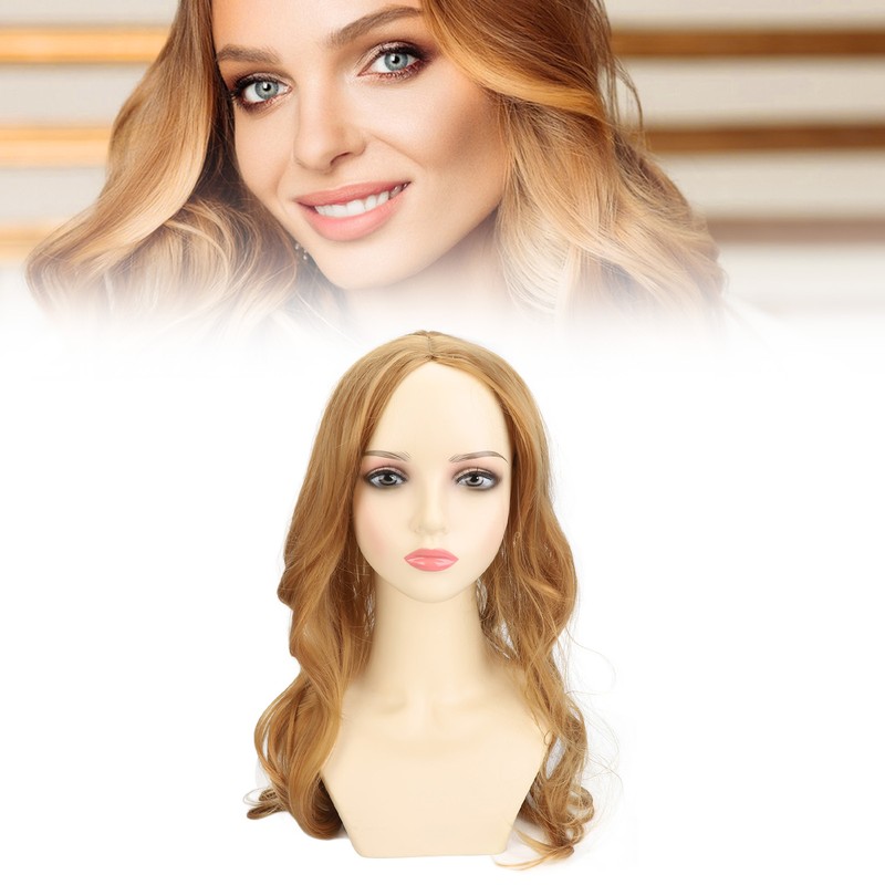 Women Long Hair Wig Light Brown Color Middle Parting Breathable