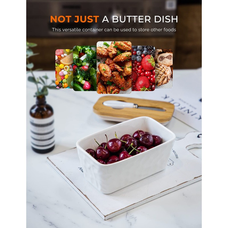 Butter Dish with Lid, Large Butter Dish for Countertop, Ceramic
