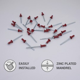 Pack of 50 Painted Blind Rivets 3.2 x 8 mm, Dome Head, DIN 7337, Aluminium Rivets and Steel Mandrel, Pop Rivets (50, Brown-Red RAL 3011)
