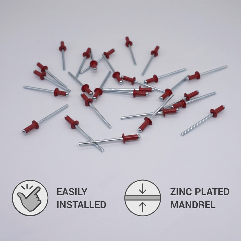 Pack of 50 Painted Blind Rivets 3.2 x 8 mm,