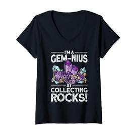 I'm A Gem-Nius At Collecting Rocks Geologist Geode Hunter V-Neck T-Shirt