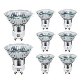 Sarveeta Sarveeta GU10 Halogen Bulbs 50W Dimmable, 220V GU10 Halogen Spotlight Bulbs 2 Pin2800K Warm Withe,700 Lumens42 Beam Angle Pack of 8