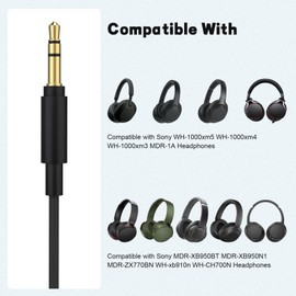 WH-1000XM5 Audio Cable Compatible with Sony WH-1000XM6 WH-1000XM4 WH-1000XM3 MDR-1000X WH-CH700N MDR-XB950BT, Replacement Sony Headphones Audio Cable Aux Cord with Microphone Remote Volume Control
