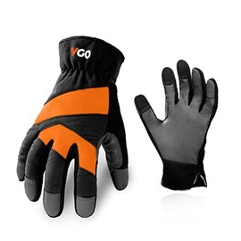 Vgo...PU7741-ML Winter Waterproof Thermal Gloves, Men's, Mechanic Gloves, PU, Work Gloves, Synthetic Leather, Maintenance Gloves, Black, L)