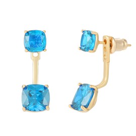 Front Back Earrings for Women - 2 in 1 Stud Earring Jackets Double Pearl Colour Zircon Adjustable Drop Jewelry