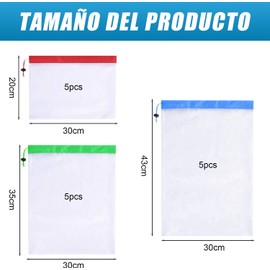 15PCS Bolsas Reutilizables, Bolsas de Tela Malla,Bolsas lavables para Almacenamiento de frutas y verduras. Adecuadas para colocar verduras, frutas y juguetes