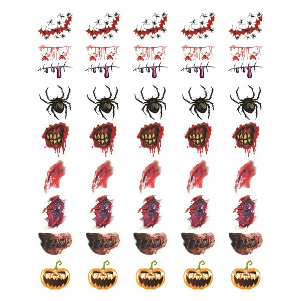 Womaha 40 Sheets Halloween Temporary Tattoo Sticker Single Pattern without
