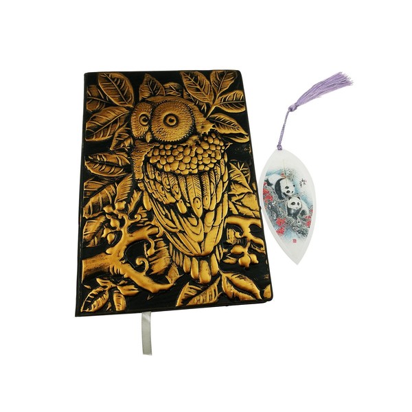 3D Cover Owl Embossed Leather Notebook Journal Handmade Planner Lined