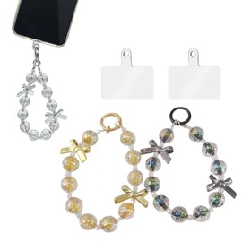 ASVNRES Phone Lanyard Wrist Strap, Crystal Butterfly Star Gems Phone Beaded Wrist Strap Phone Bracelet Lanyard (Gold Sliver)