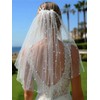 HEREAD Pearl Bride Wedding Veil Short Starfish Waist Length Bridal