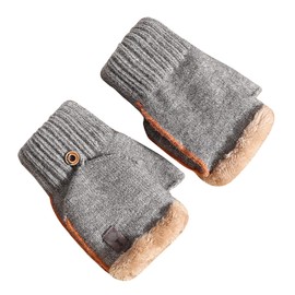 TINAYAUE Winter Warm Convertible Mittens for Elegant Men - Coldproof Writing Typing Touchscreen Gloves with Padded Plush Outdoor Cycling Half Finger Flip Top Gloves